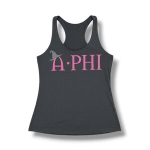Next Level Apparel AΦΠ Alpha Phi Sorority Gray Graphic Racerback Tank Top Small